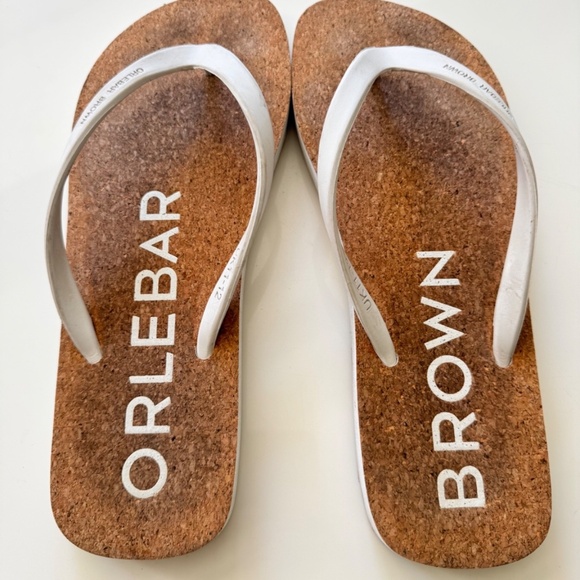 Orlebar Brown Flip Flops UK 11-12 White Beach Pool Slides Sandals Row - Picture 2 of 8